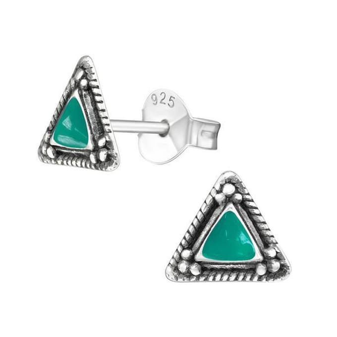 Amanto Oorbellen Fraukje Green - 925 Zilver Geoxideerd - ∅7mm