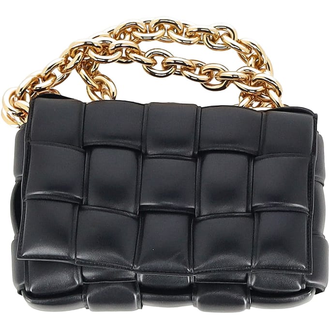 Bottega Veneta Chain Cassette Tas in Zwart Leer