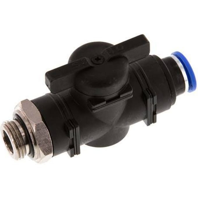10 mm - G3/8'' Kunststof/Messing rechte 2-Weg Kogelkraan