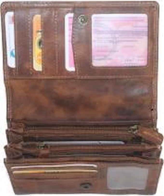 LD Dames Overslagportemonnee - Soufflé Groot - Harmonica Model - Hunter