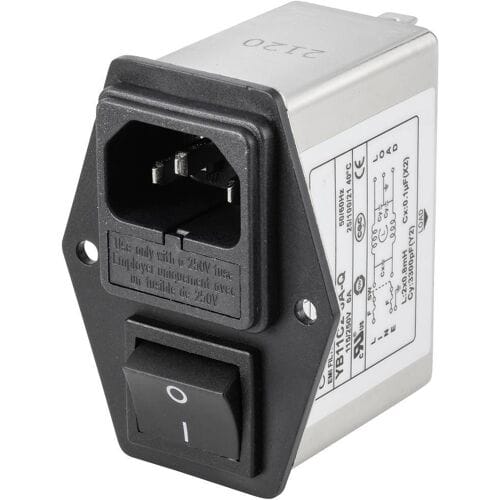 TRU COMPONENTS TC-10101460 Netfilter Met IEC-connector, Met schakelaar, Met 2 zekeringen 250 V/AC 6 A 0.8 mH 1 stuk(s)