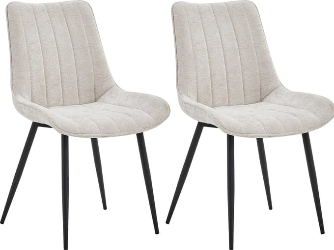 Colenis® - Verta Eetkamerstoel - Set Van 2 - Beige - Chenille Stof - Industrieel - Stoel