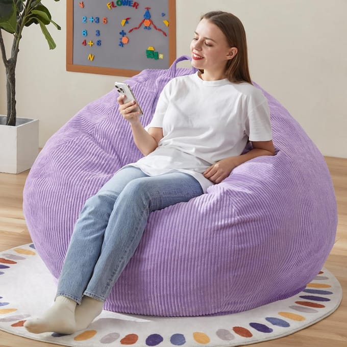 Zitzak Stoel - Grote Zitzak - Ontspannen Lezen - Traanvormig Ontwerp - 96 cm breed - Paars