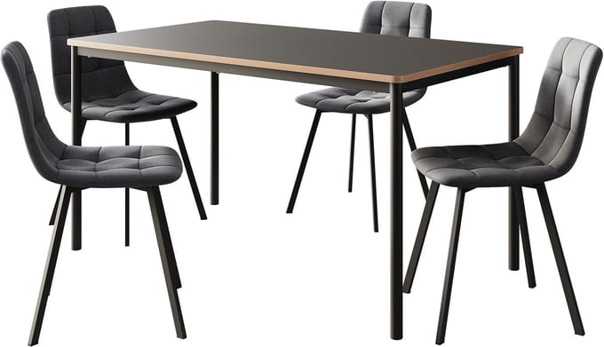 Eetkamerset Lindesberg 5-delig met 140x80 cm [en.casa]