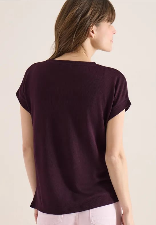 Shirt met boothals in gebreide look