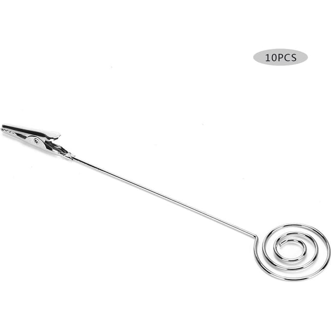 10 Pièces Clips Notes de Table Support de Carte de Visite Métal de Bureau Rond Argenté Message Photo white