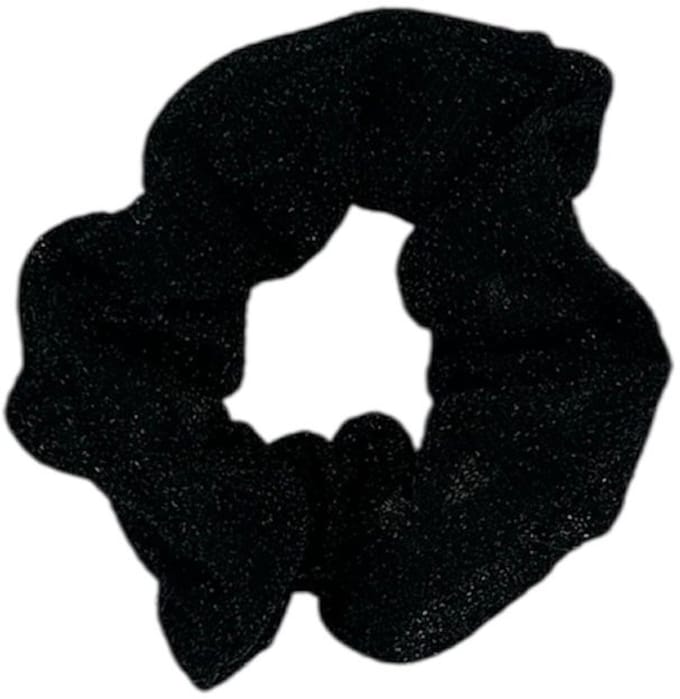 Scrunchie - elastiek - glimmende stof - glitters - kerst - zwart