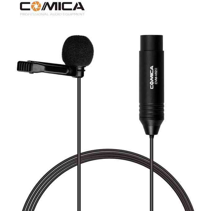 COMICA CVM-V02O Omnidirectionele Lavalier Reversmicrofoon Condensatormicrofoon XLR-stekker Ondersteunt 48V 1.8M zwart