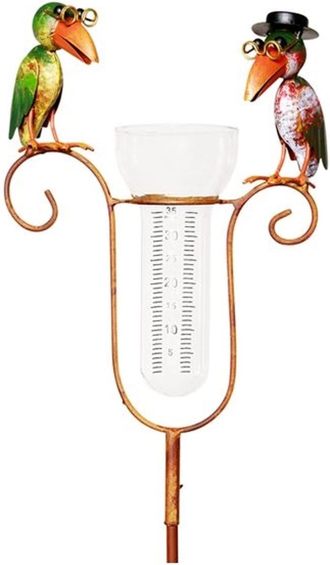 regenmeter vogels op tak metaal tuinsteker 24x8,25x129,5 cm