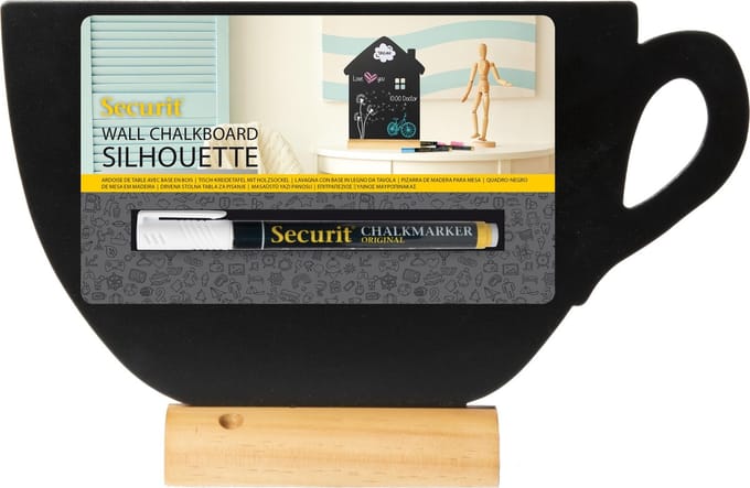 Securit® houten krijtbordbeker in zwart