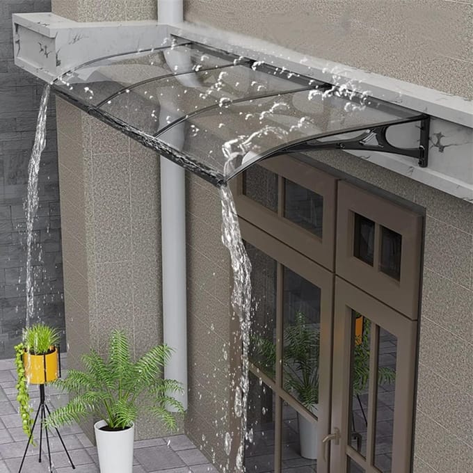 Deur Luifel - Voordeur Overkapping - Bescherming Buiten - Sterk Polycarbonaat - 80x260cm - Transparant