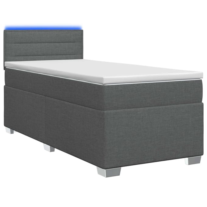 vidaXL - Boxspringbed - met - matras - en - LED - Donkergrijs - 80 - x - 200 - cm - Stof