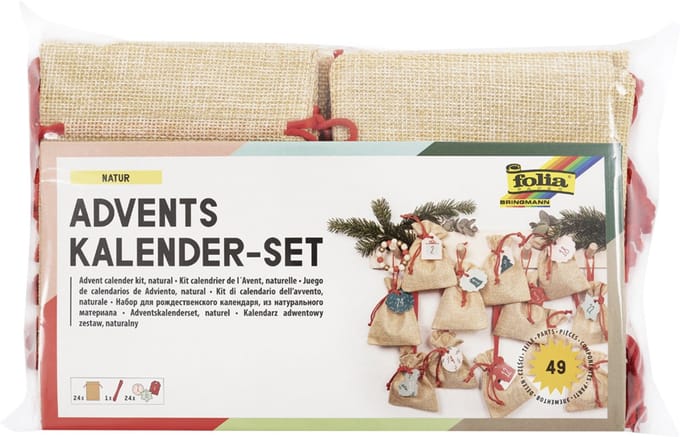Jute kenmerkende adventskalender set, naturel