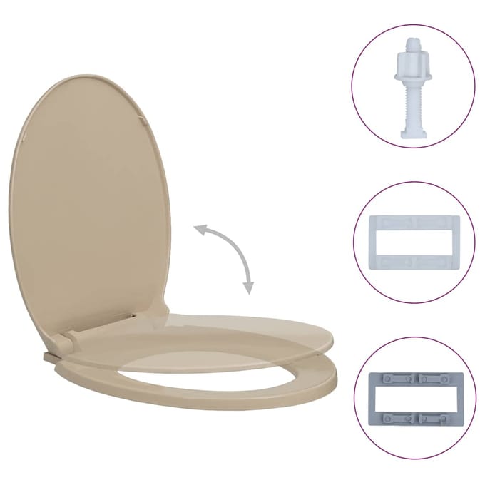 Abattant de toilette avec mécanisme de fermeture douce Beige Ovale