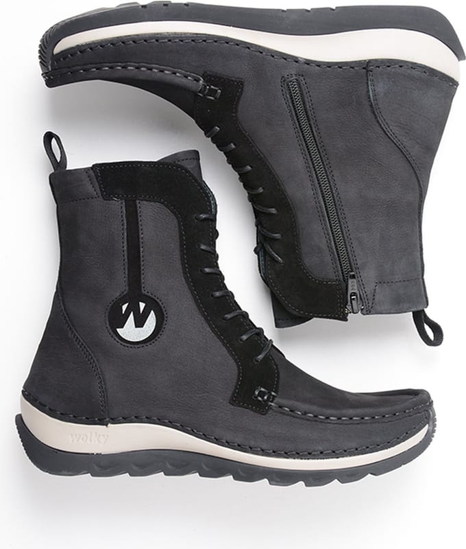 Wolky Hoge veterschoenen Ocean zwart nubuck