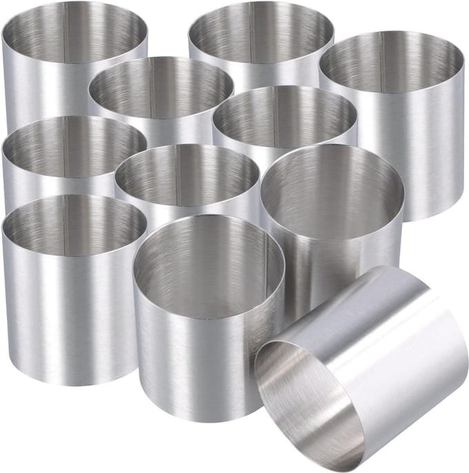 Set van 10 Ronde Mousse Ringen van RVS 5cm - Non-Stick Mini Cheesecake Ringen voor Desserts, Taarten en Puddingen
