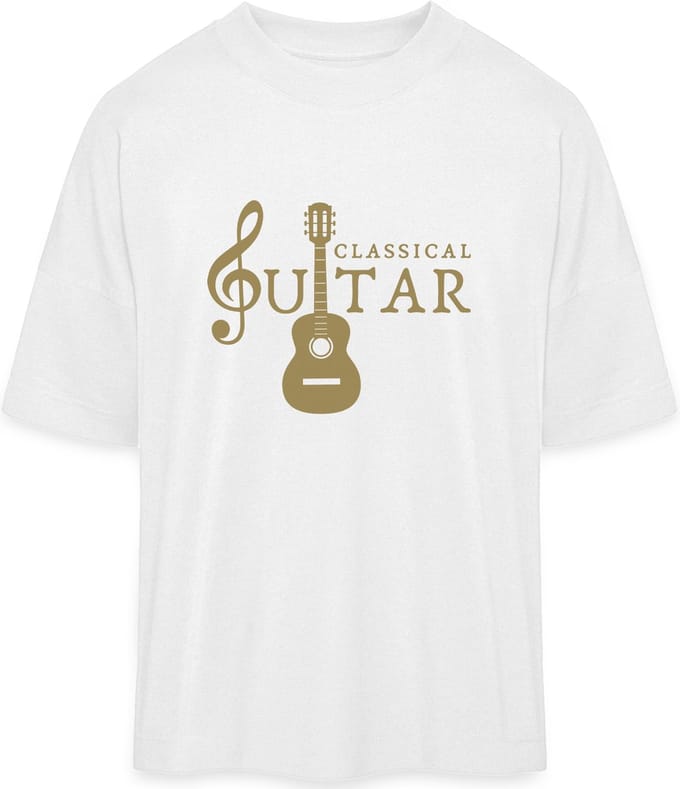 Heren en Dames T Shirt - Klassieke Gitaar - Wit- M