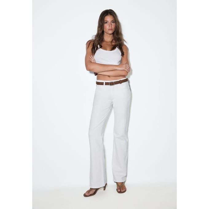 Stradivarius D68 bootcut jeans met riem  Wit 36