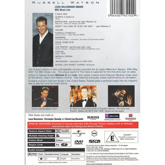 Russell Watson - The Voice Live