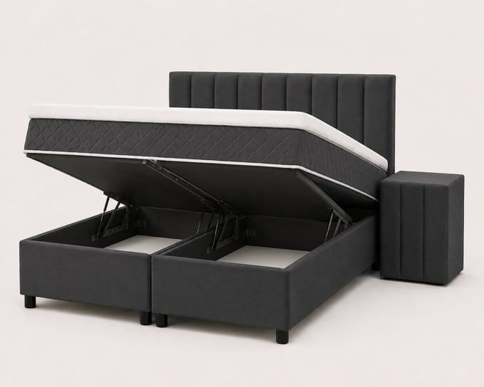 Opberg Boxspring Elise - 180x200 Compleet - Bruin - Luxe Living Home
