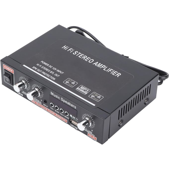 Mini Amplificateur de Puissance Bluetooth Numérique Intelligent avec Télécommande gray