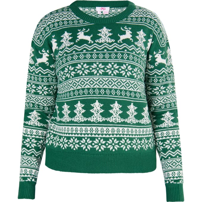 Mymo Kersttrui Dames Groen Wit