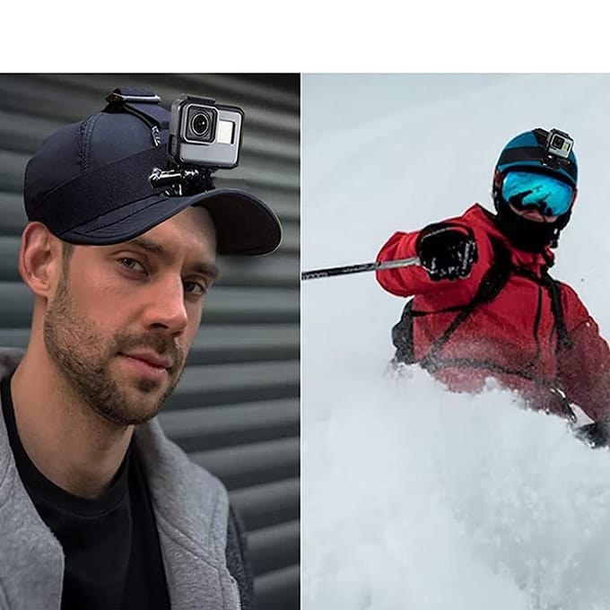 Hoofdmontage bandriem verstelbaar voor Gopro Hero 12 11 10 9 8 7 6 DJI OSMO black