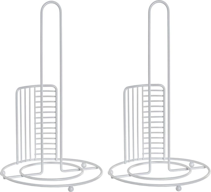Items - 2x stuks keukenrol houder chrome wit metaal 18 x 31 cm