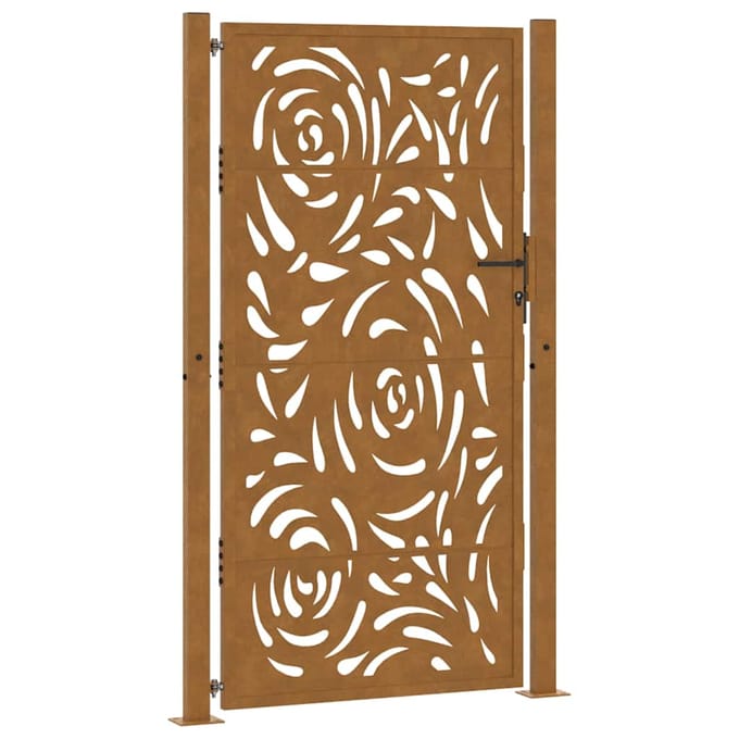 vidaXL - Poort - met - vlamontwerp - 100x175 - cm - weervast - staal