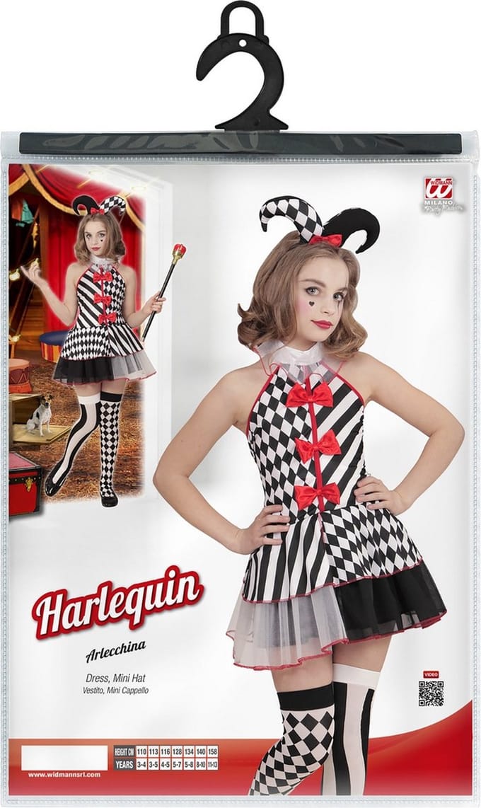 Harlekijn jurkje zwart wit kinderen