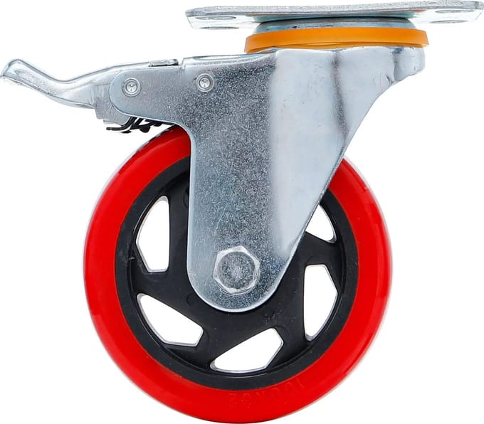 BGS Zwenkwiel met rem - rood/zwart - Ø 100 mm