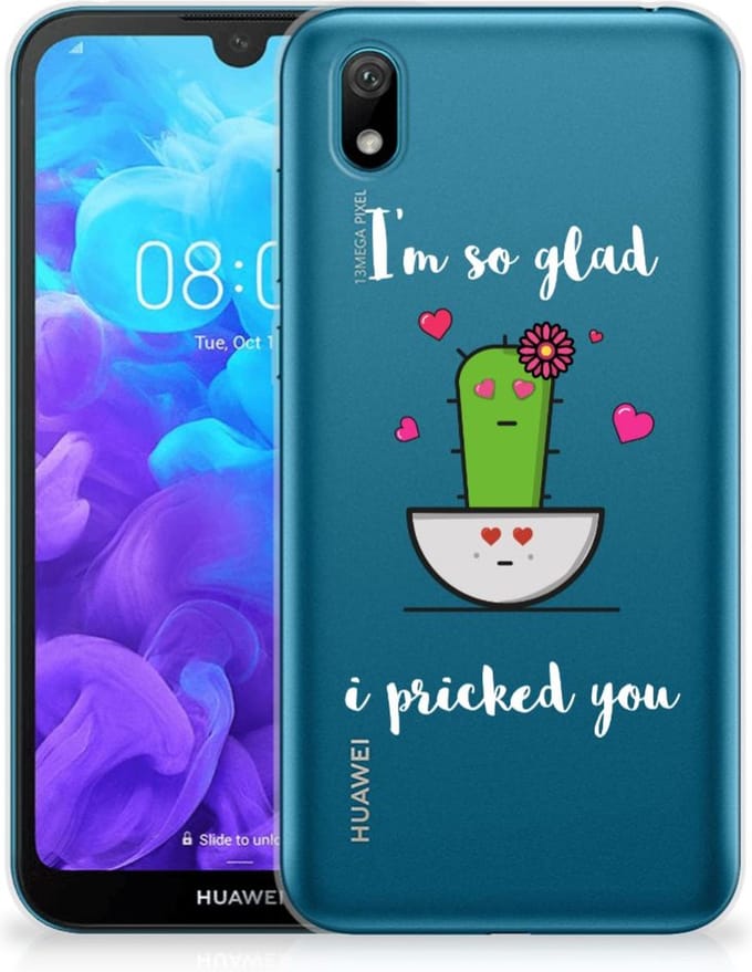 Back Cover voor Huawei Y5 (2019) Telefoonhoesje met Naam Cactus Glad