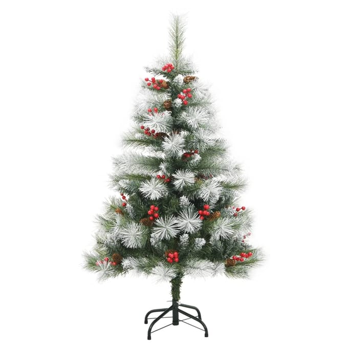 vidaXL - Kunstkerstboom - met - scharnieren - dennenappels - en - bessen - 150 - cm
