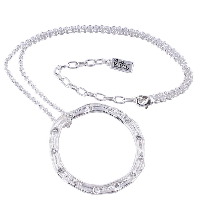 Behave - Ketting met cirkelvormige hanger en steentjes - Elegante modeaccessoire