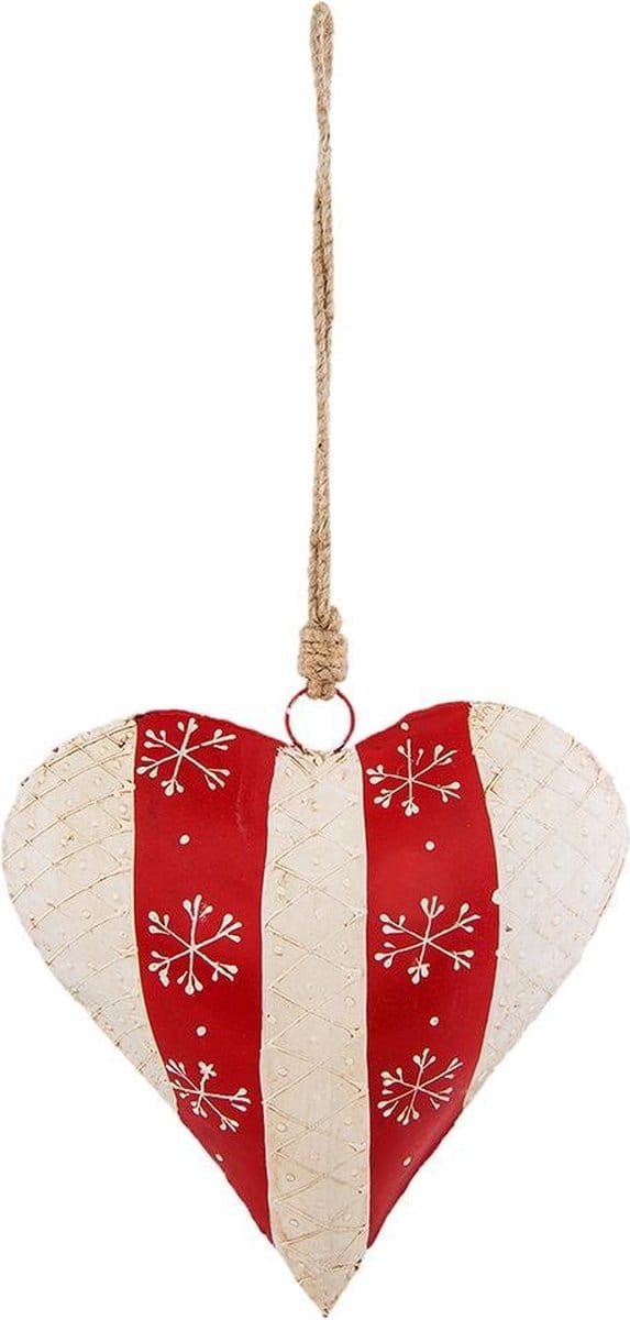 Clayre & Eef Decoratie hanger Hart 19*6*20 cm Rood Ijzer Hartvormig Woondecoratie