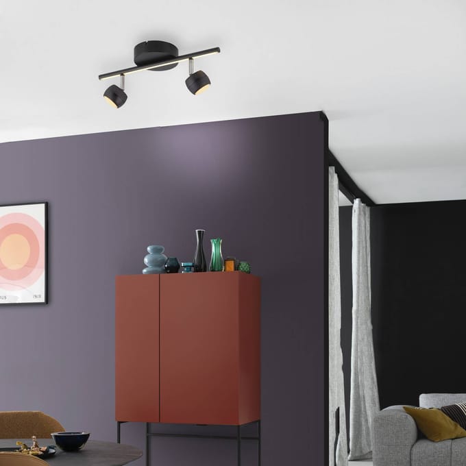 JUST LIGHT. GmbH JUST LIGHT. LED plafondspot Jarik, 2-lamps, zwart, 3.000 K