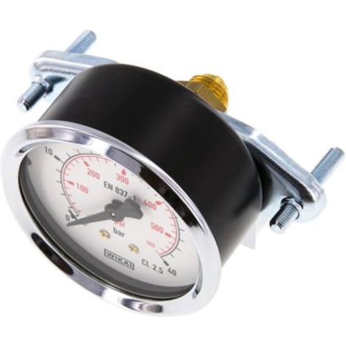 0..40 Bar Paneelmontage Manometer Staal/Messing 63 mm Klasse 2.5 (Beugel) - MW04063SH-TP