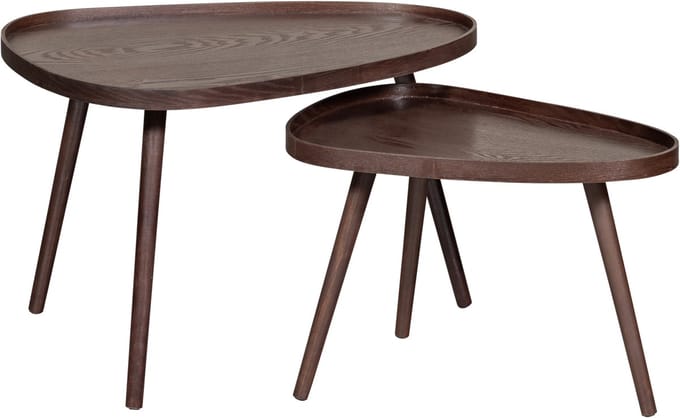 WOOOD Nissa Bijzettafels - Walnoot - Set van 2 - 39x71x52