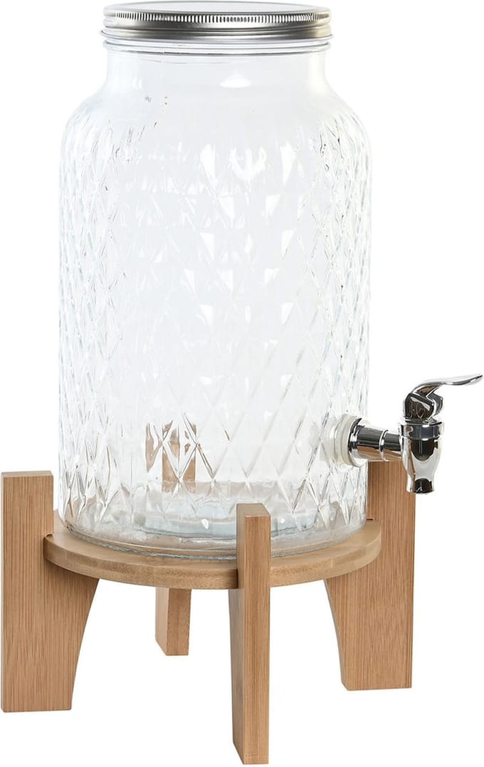 Items Drank dispenser Beverages Tap - 5.8 Liter - glas/hout - op verhoger element - tapkraan/deksel