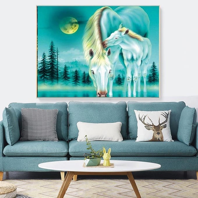 Peinture diamant 5d, perceuse complète, images d'animaux ronds avec strass, broderie diamant 20X30 blue