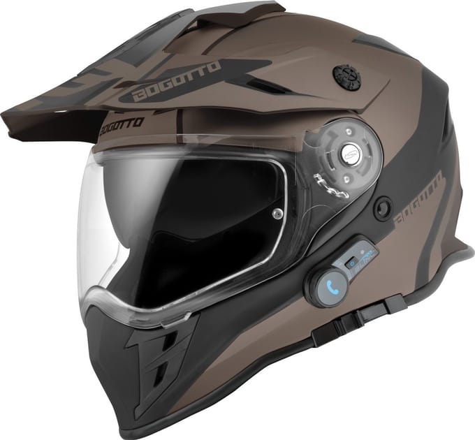 Bogotto H331 BT Tour EVO Zwart Bruin Bluetooth Enduro Helm - Helm