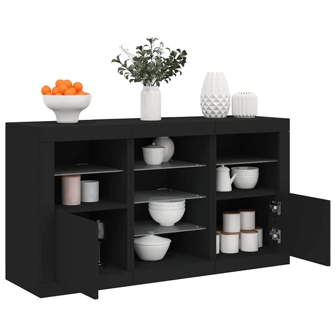 vidaXL - Dressoir - met - LED-verlichting - 123x37x67 - cm - zwart