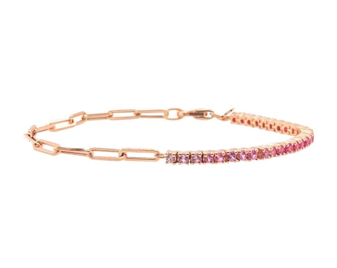 Half chain half steentjes armbandje | roze | goud gekleurd