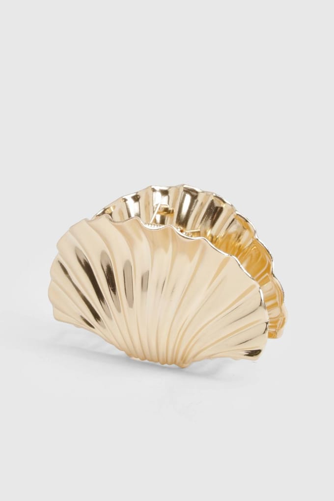 boohoo Dames Grote Metallic Schelp Klauwclip | Gold