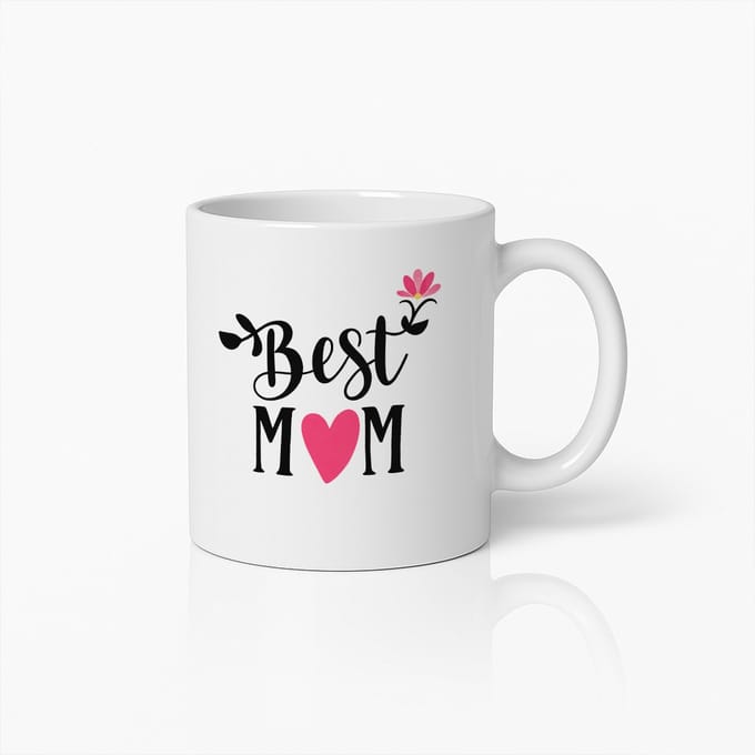 Best Mom Ever Mok - Hart en Bloem Design - Moederdag Cadeau - Keramische Koffiebeker