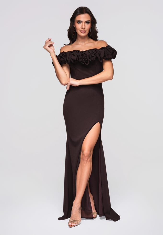 LARICA Jurk - Rits - Gebloemd - Jurk Bruin M