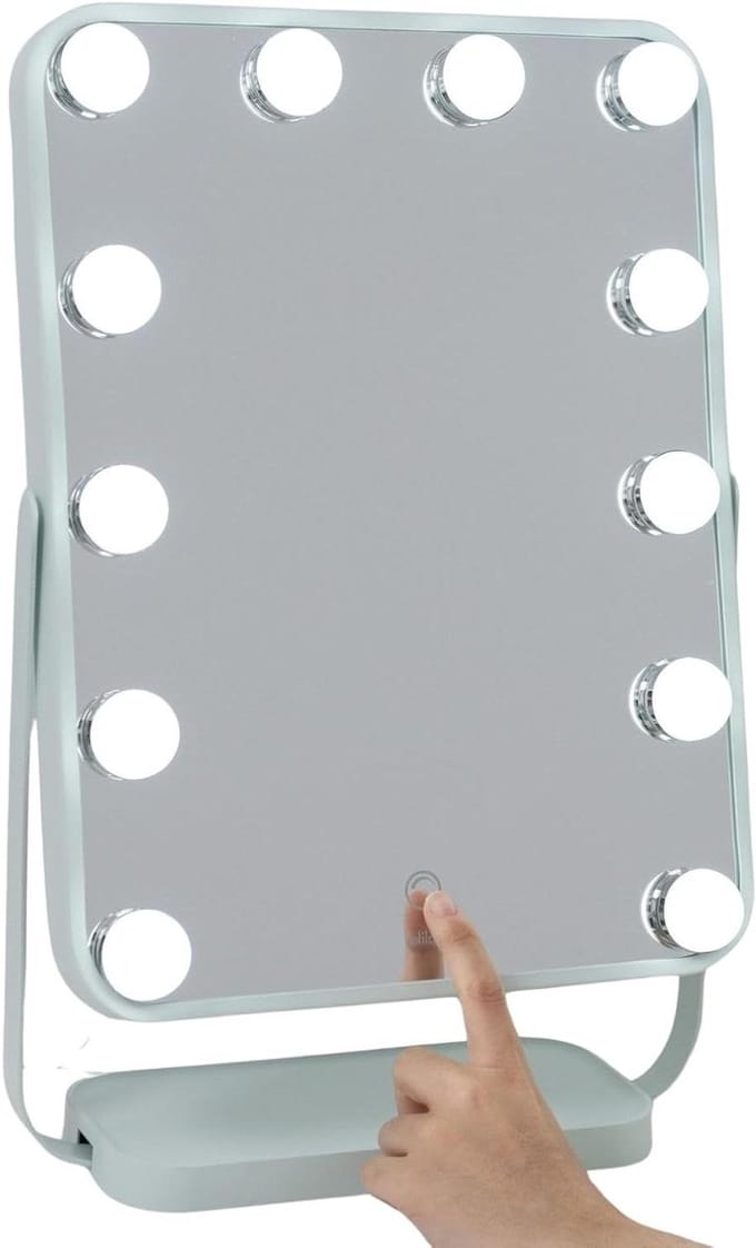 Make-up Spiegel - Tafelspiegel - Professionele Make-up - Instelbare Kleurtemperatuur - 47.5 x 31 cm - Pastel Groen