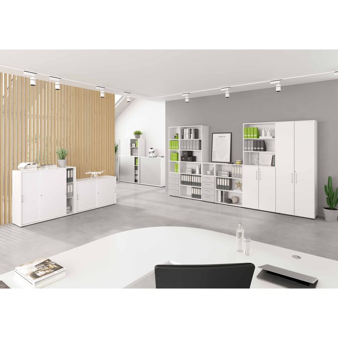 Kasten Breno, 2 OH, afsluitbaar, 28 kg per plank, B 800 x D 420 x H 748 mm, wit/wit