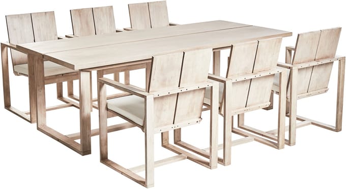 AZZANELLO - Tuinset 6-zits - Gebroken wit - Acaciahout