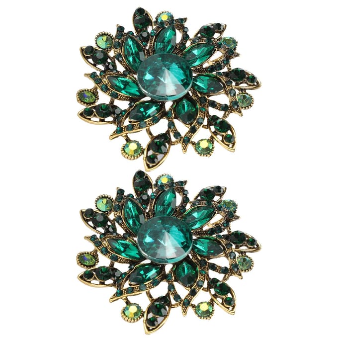 2 stuks Bloemenbroche Retro Diamant Mode Kleding Pak Revers Corsage AccessoiresGroen groen